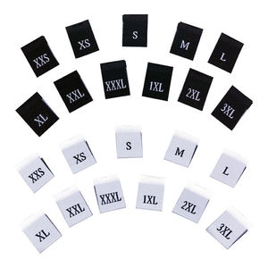 Étiquettes de taille pour vêtements, noires et blanches, carrées, cousues, lavables, à bords coupés à chaud, pour vêtements, motif rectangulaire - Product Image 1