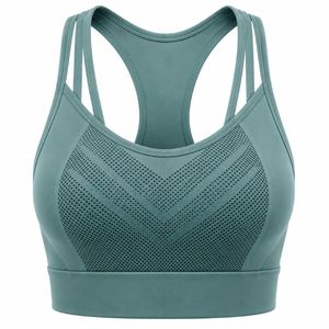 HMA SPORTS APPAREL Women's Navy <b>Blue</b> Racerback Sports <b>Bra</b> High Support Lightweight Seamless Breathable Mesh Panels Front - Product Image 2