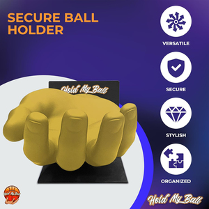 Soporte y Exhibidor de Pelotas Pequeño Moderno de Resina Dorada Hold My Ball con Estante de Almacenamiento Deportivo Montable en Pared - Product Image 5