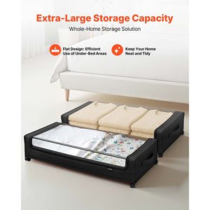 Contenitori portaoggetti sottolletto con coperchio trasparente 30,3 x 18,5 x 6,8 pollici, organizer per scarpe con ruote, comodo contenitore sottolletto con ruote - Product Image 2