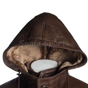 Premium Men's Genuine Shearling <b>Jackets</b> with Long Length Custom Vintage <b>Pilot</b> Shearling Leather <b>Jacket</b> - Product Image 4
