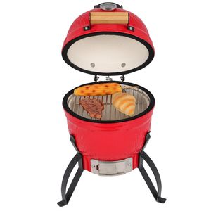 Barbecue à charbon de bois portable de 13 pouces pour l'extérieur Cuisinière en céramique de style Kamado avec contrôle de la température Support pour patio, arrière-cour et camping - Product Image 3
