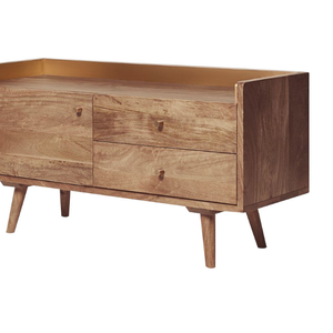 Mueble para TV Pequeño de Madera de Mango Estilo Mediados de Siglo con Detalles en Latón (Personalización OEM) - Product Image 3