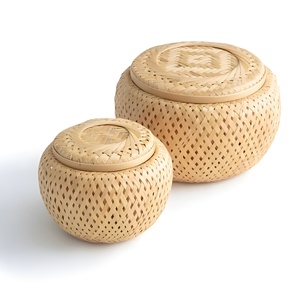 Cajas redondas de pan de bambú, respetuosas con el medio ambiente, para fiestas, verduras, tejidas, caja natural - Product Image 1