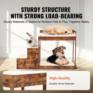 Piattaforma a 3 livelli per animali domestici, con scaletta e lettino, per finestra o letto alto, per cani e gatti, arredo per animali domestici - Product Image 4