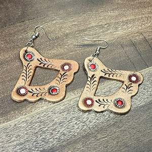 ต่างหูยาวทำจากหนังแท้สไตล์โบโฮตะวันตกต่างหูแบบยาวทำจากหนังแท้ - Product Image 3