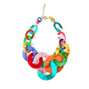 Fashion Multicolor Resin <b>Necklace</b> Handmade Oversized Chain Link <b>Statement</b> <b>Necklace</b> Women's Boutique Jewelry - Product Image 1