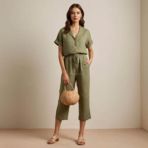 Top de lino 2025 al por mayor para ropa informal y formal hecho de tela de lino puro Top de uso diario para mujer - Product Image 5