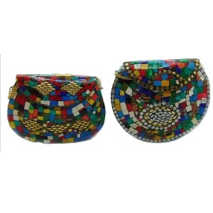 Sac bandoulière en métal mosaïque fait main, motif pierre, pochette à rabat, pochette ethnique pour femme, idéal pour les soirées, finition de haute qualité, vente chaude - Product Image 3