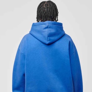 Sweat à capuche graphique oversize en molleton bleu roi, épais, à épaules tombantes, avec imprimé lettres, vente en gros - Product Image 5