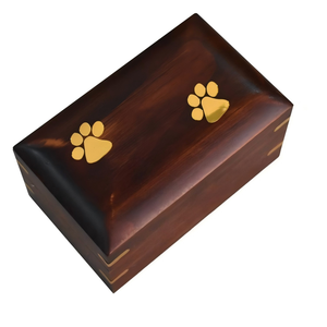 Custom Wooden Pet Urn Dog Casket Keepsake <b>Box</b> Paw Decor <b>Memorial</b> Urn for Cats and Small Animals - Product Image 1