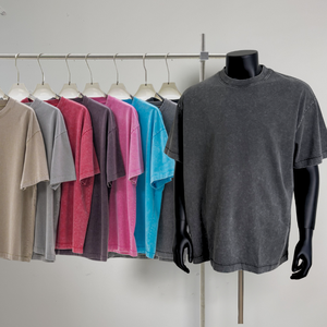 T-shirts personnalisés de haute qualité 100% coton pour hommes, t-shirts basiques décontractés, coupe ajustée, lavage à l'acide - Product Image 4