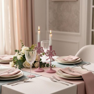 Pink <b>Bow</b> Candle Stand Cute Decorative Candle <b>Holder</b> Perfect For Girls Party Decor Birthday Celebrations And Room Styling - Product Image 4