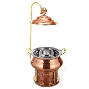 Copper Stainless Steel Chafing Dish with Hanging Lid <b>Buffet</b> Food Warmer Catering Soup <b>Server</b> Hotel Restaurant Serveware - Product Image 1