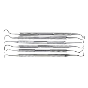 Kit d'examen dentaire professionnel 5 pièces en acier inoxydable : miroir buccal, sonde exploratrice, curette, pince à coton, instruments certifiés CE ISO - Product Image 3