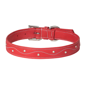 Collier pour chien élégant en cuir véritable souple avec cristaux Swarovski, rembourré, réglable, fait main, durable, confortable et robuste - Product Image 1