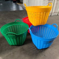 Bac à poisson en plastique empilable, caisse de récolte pour crevettes avec doubles poignées, panier de transport ventilé pour fruits de mer pour marché de la pêche