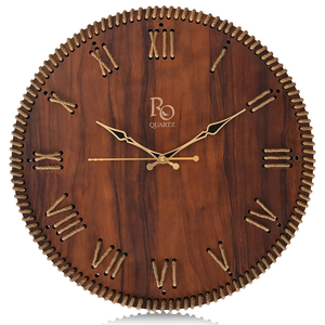 <b>Wall</b> <b>Clock</b> Brown Jute <b>Wall</b> <b>Clock</b> Round <b>Roman</b> Dial <b>Clock</b> <b>Roman</b> <b>Numeral</b> <b>Wall</b> <b>Clock</b> Living Room Bedroom Dining Room Farmhouse Home - Product Image 1