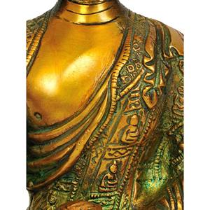 Figura de bendición de escultura de Buda de latón de 7 pulgadas hecha a mano para regalar hecha en India - Product Image 1