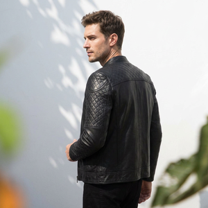 Chaquetas de Motero de Cuero de Piel de Oveja Vintage Personalizadas para Hombre |   Cuello Alto Impermeable de Alta Calidad y Ecológico, Fabricante OEM - Product Image 4