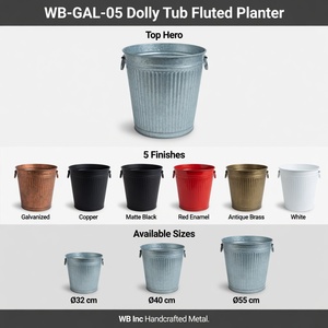 Petit pot de fleurs et support pour plantes en fer galvanisé cannelé, décoration de jardin et de terrasse pour hôtels - Product Image 3