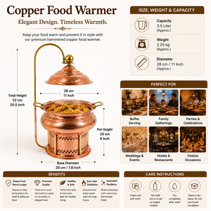 Hammered Copper Soup Chafer Chafing Dish Food Warmer with Hanging Lid <b>Buffet</b> <b>Server</b> Hotel Catering OEM ODM Manufacturer - Product Image 5
