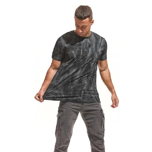 T-shirt Homme Personnalisé Vintage Délavé à l'Acide, Streetwear Gris Foncé Tie-Dye Col Rond, T-shirt Vierge Délavé à l'Acide OEM - Product Image 5