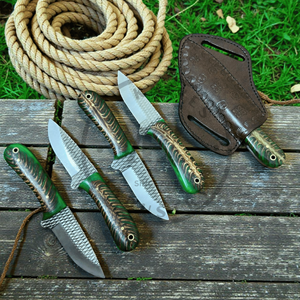 Cuchillo de caza y camping LOT Bull Cutter hecho a mano, hoja fija de acero raspado con punta caída, empuñaduras de resina acrílica, OEM personalizable, modelo AR - Product Image 4