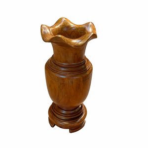 Jarrón de Madera Sólida y Aromática para Mesa, Diseño Minimalista, Decorativo y Ecológico, Diámetro de 4 a 6 Pulgadas - Product Image 1