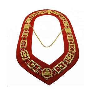 Collar de Cadena Dorada de Metal para la Gran Logia de los Masones, con Reverso de Terciopelo Morado - Product Image 4