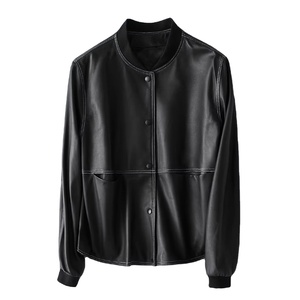 Chaqueta Corta de Cuero Estilo Urbano para Mujer, Nueva, con Mangas de Cuero, Chaqueta Corta de Cuero para Mujer - Product Image 1
