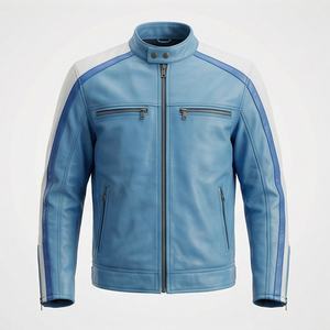 Veste de motard en cuir véritable NAI-0535A, style universitaire, veste de moto tendance, équipement de protection hivernal, couleur personnalisable - Product Image 1