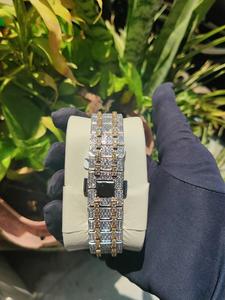 Montre automatique mécanique bicolore or rose sertie de diamants Moissanite, en acier inoxydable, avec couronne de Jésus, cadeau de bijouterie - Product Image 3