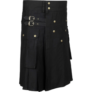Handmade Cotton Jeans Fabric Utility Kilt For Men With Belt <b>Loops</b> Functional Pockets And Reinforced Stitch Lines - Product Image 4