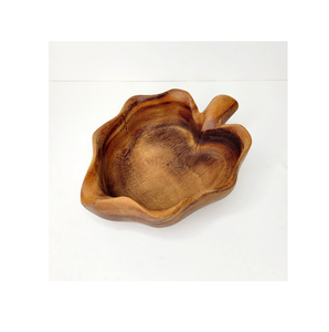 Bol en bois naturel de qualité supérieure, forme feuille, design élégant, pour la cuisine, décoratif et de service. - Product Image 4
