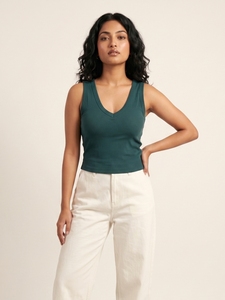 Débardeur côtelé à col en V pour femme, sans manches, coupe ajustée, style court, décontracté, doux, extensible, tricoté, mode quotidienne, basique, pour le quotidien - Product Image 2