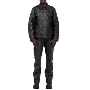 Conjunto Deportivo de Cuero Repujado para Hombre, Estilo Urbano, con Botones en el Cuello, Poliéster Grueso, para Invierno - Product Image 5
