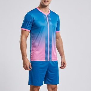 Ocean Blue Fuchsia Pink Ombre Sublimated Soccer Jersey Maillot de Football Shorts Set Mens Team Soccer Uniform - Product Image 1