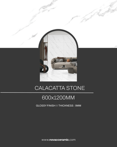 NOVAC CERAMIC Calacatta <b>Stone</b> Digital Printed 600x1200mm Glossy Surface Polished Porcelain Floor Tiles Antibacterial Stain - Product Image 5