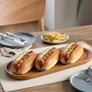 Plateau de service ovale en bois d'acacia naturel, idéal pour la décoration de la maison, en provenance du Vietnam. - Product Image 4