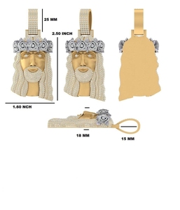 Customized jesus face round diamond pendant silver moissanite - Product Image 1