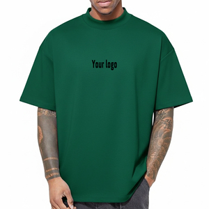 Camiseta de Manga Corta Verde Sólida Extra Grande para Hombre, Cuello Redondo, Estilo Informal, Tejido de Algodón Transpirable, con Logotipo Estampado en la Parte Delantera - Product Image 1