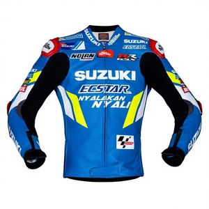 MotoCP Racing <b>Jacket</b> Zuzuki Custom Motorsport Vintage Style Cowhide Kangaroo Leather <b>Biker</b> <b>Jacket</b> Pre-Curved <b>Jacket</b>/Chaqueta - Product Image 1