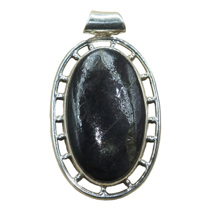 Pendentif ovale en jaspe Picasso naturel, en argent sterling 925, fait main, style vintage bohème, bijou statement, cadeau pour femme et homme - Product Image 1