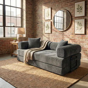 Sofá Cama Esquinero Moderno Mika Home, Tapizado en Corduroy, Relleno de Espuma, Tres Plazas, Respaldo Semicircular, Mueble para Sala de Estar - Product Image 2