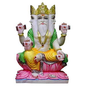 Estatua de Brahma de Mármol - 12 Pulgadas |   Murti del Señor Brahma de mármol blanco hecho a mano |   Ídolo del Dios Hindú de Cuatro Caras |   MALIYAS - Product Image 2