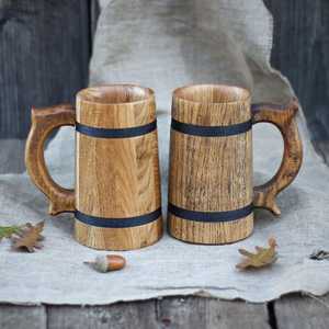 Jarra de Cerveza de Madera Hecha a Mano con Agarre Firme, Vajilla de Madera Natural para Restaurantes, Pubs, Bares, Hoteles y Uso Doméstico - Product Image 3