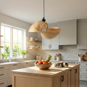 Luminaire suspendu moderne en bambou tressé, abat-jour en bois écologique pour salon et salle à manger - Product Image 3