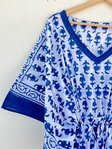 Bata Kimono con Estampado de Dibujos Animados para Mujer, 100% Algodón, Camisón de Verano Hecho a Mano, Cuello en V, Cintura Elástica, Largo hasta la Rodilla - Product Image 4