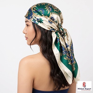 New Fashion Silk Summer <b>Scarf</b> <b>Shawl</b> Manufacturer OEM ODM Luxury Geometric Print Women Custom Fabric Wholesale Africa - Product Image 1